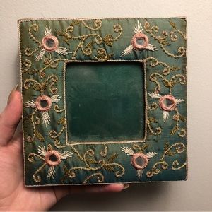 Y2K silk beaded and embroidered picture frame